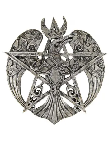 Crescent Raven Large Pentacle Plaque