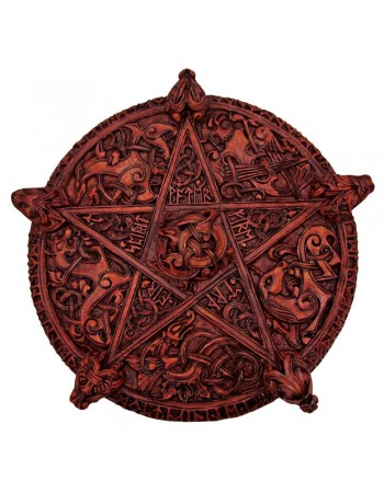 Knotwork Pentacle Large Wood Finish Plaque