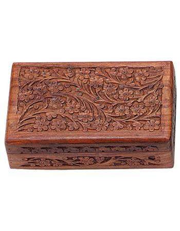 Floral Carved Wooden 8 Inch Box