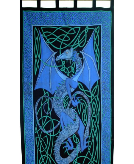 Celtic English Dragon Curtain - Blue