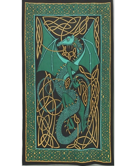 Celtic English Dragon Tapestry - Twin Size Green