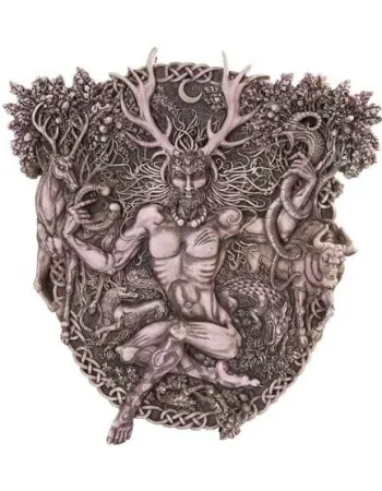 Cernunnos Horned God Celtic Wall Plaque Stone Finish