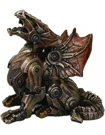 Steampunk Mechanized Small Dragon Statue