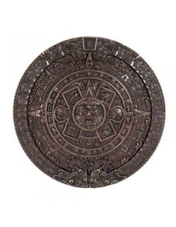 Aztec Solar Calendar Wall Relief Bronze Plaque