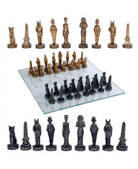 Egyptian Chess Set with Glass Board