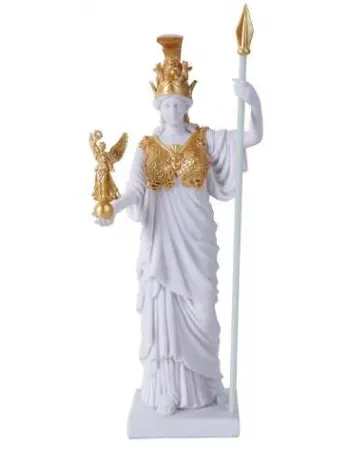 Athena, Greek Goddess of War White and Gold Statue