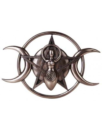 Spiral Goddess Triple Moon Bronze Plaque