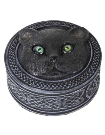 Black Cat Trinket Box with Rolling Eyes