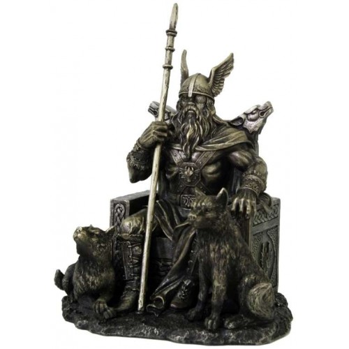 Odin the All-Father Norse God with Wolves Statue | Viking, Asartu Gods