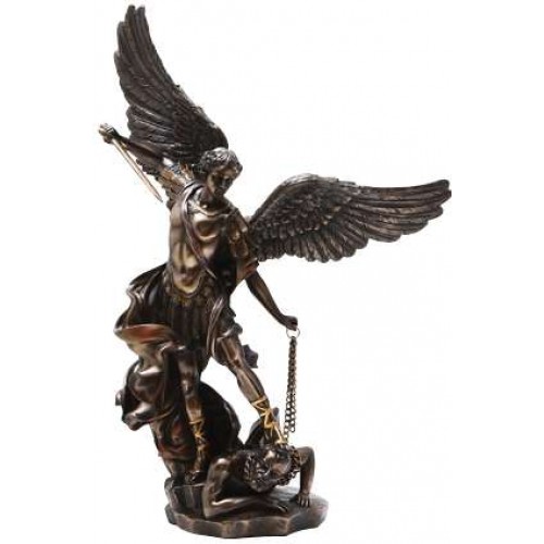 Archangel St Michael Slaying Evil 15 Inch Statue Bronze Resin Christian Art