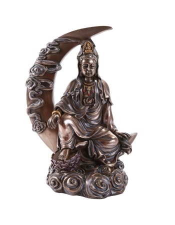 Quan Yin Crescent Moon Statue