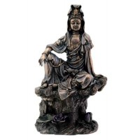 Water and Moon Kuan Yin Bronze Resin Statue