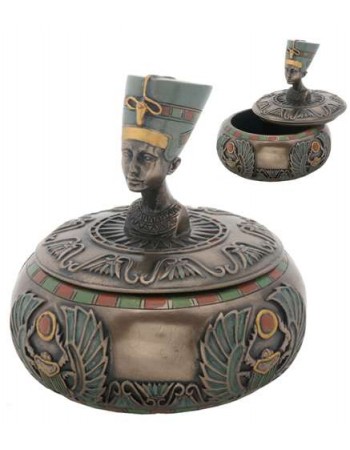 Nefertiti Egyptian Round Trinket Box